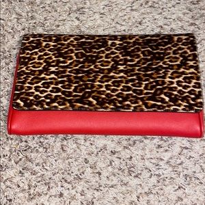NEVER USED! Mark & Graham red and leopard clutch